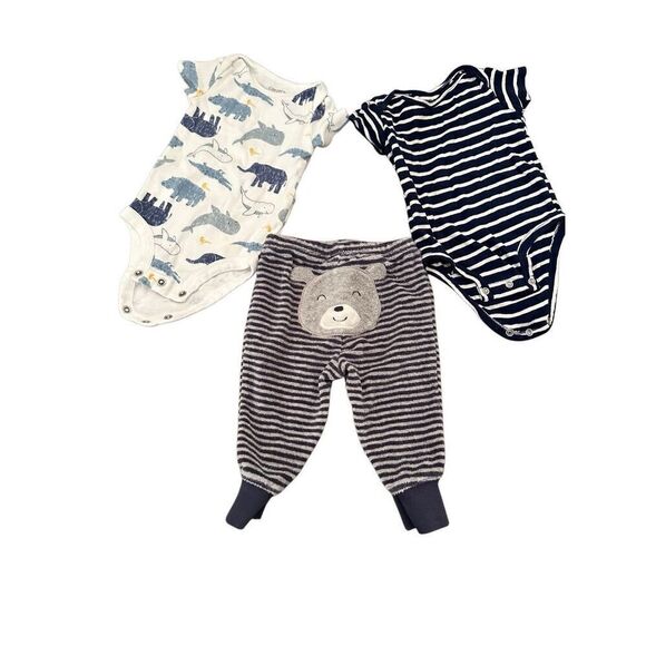 Carter’s baby boy Terry pants & bodysuit sz 6 months lot bundle of 3 - Picture 2 of 4
